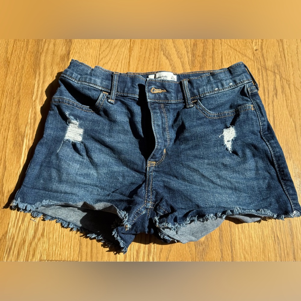 Abercrombie Kids Blue Jean Shorts Distressed Frayed Hem